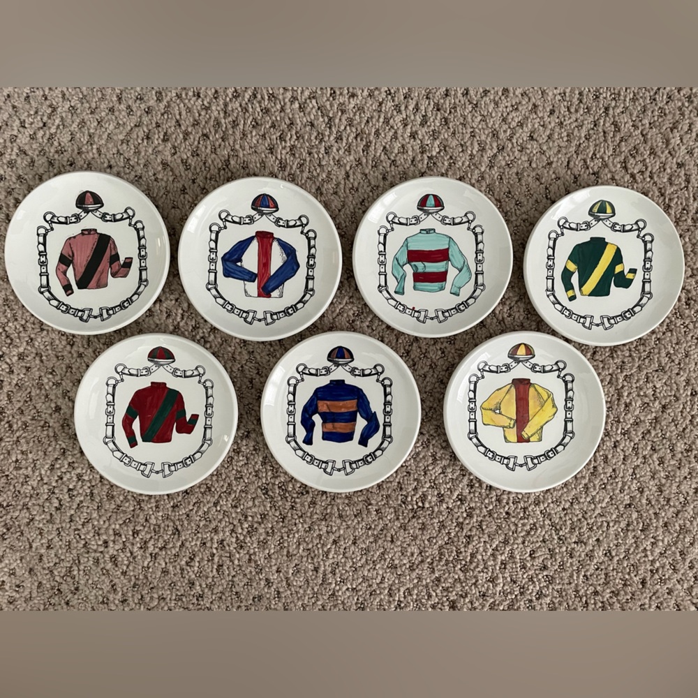 Vintage Jockey Silks hand painted collector plates